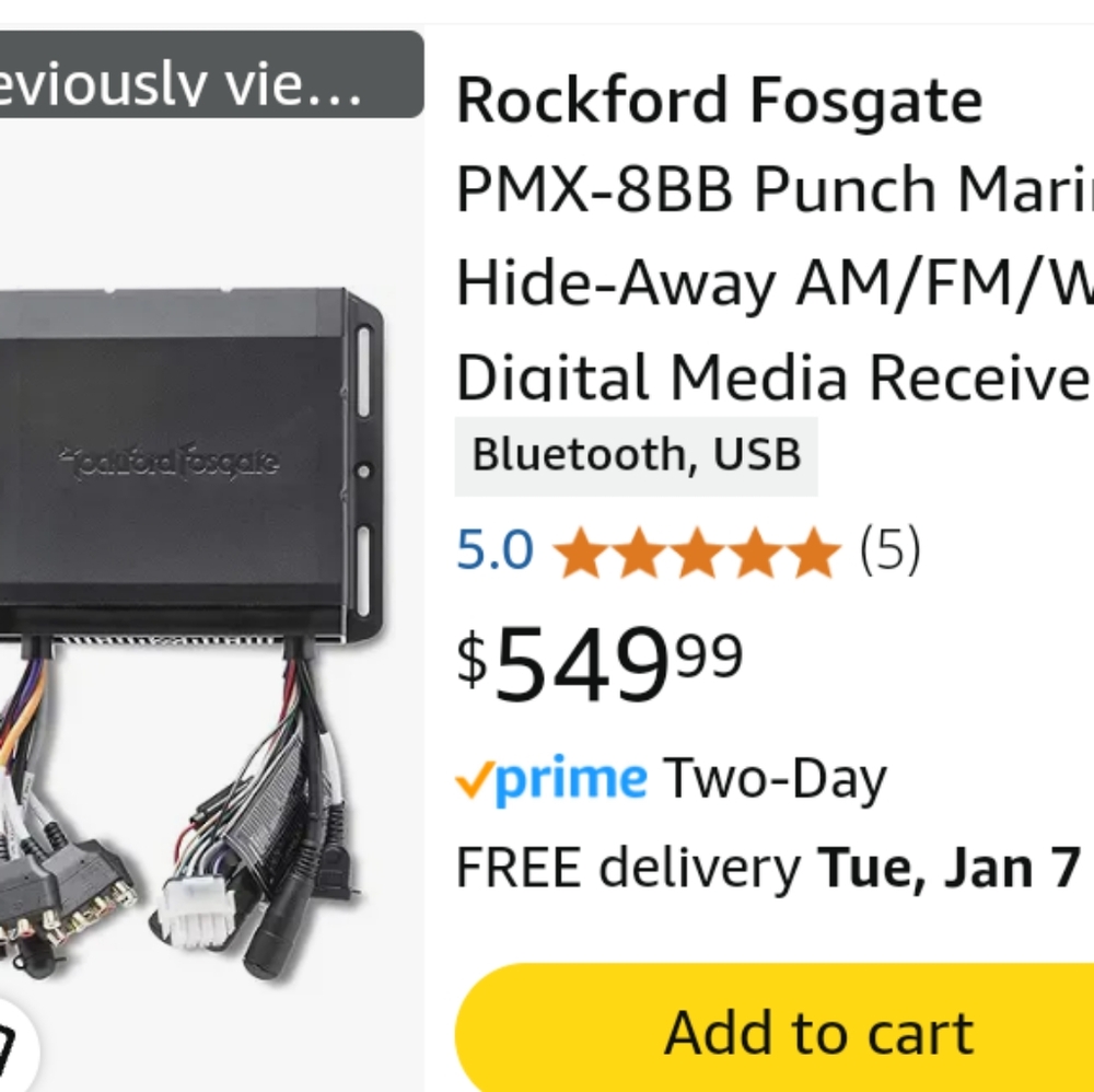 Rockford Fosgate PMX-8BB punch marine digital media reciever